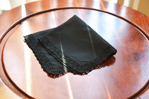 Black Handkerchief with Black Lace Trimmed